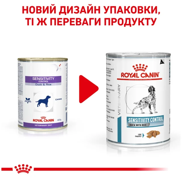 Вологий корм Royal Canin Sensitivity Control при харчової алергії у собак, утка, 410 г