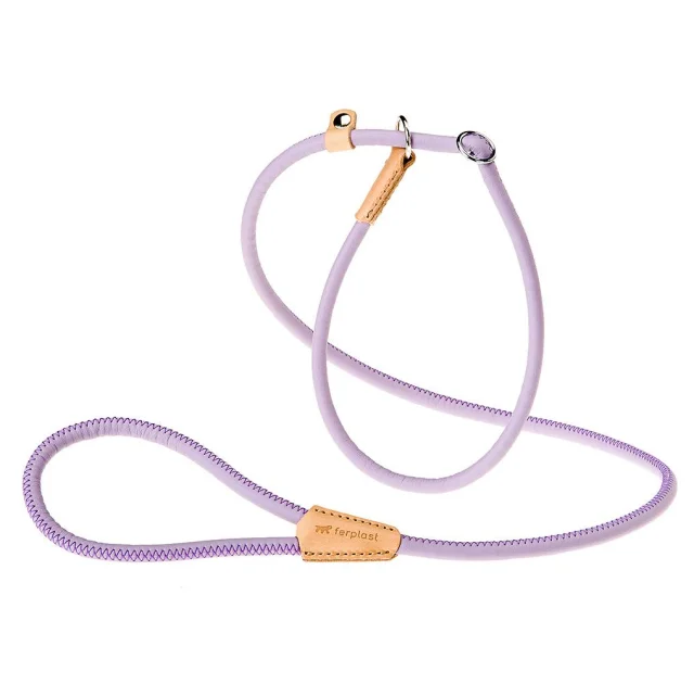 Поводок з нашийником з еко-шкіри Ferplast Derby GC10 / 160 Purple для собак, 10 мм, 160 см