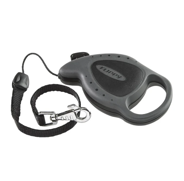 Поводок-рулетка для собак до 8 кг Ferplast Flippy Deluxe Mini Black зі шнуром, чорний, 3 м