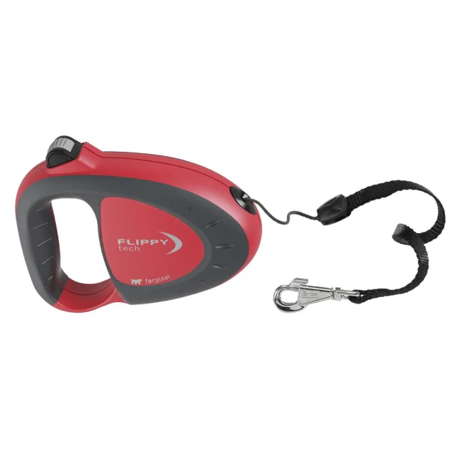 Поводок-рулетка для собак до 50 кг Ferplast Flippy Tech Cord L Red, зі шнуром, червоний, 5 м