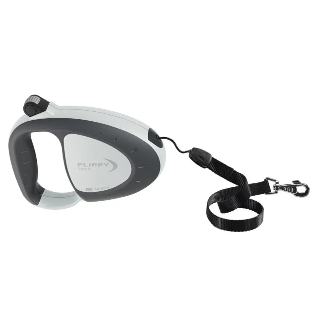 Поводок-рулетка для собак до 25 кг Ferplast Flippy Tech Cord M Grey, з шнуром, сірий, 5 м