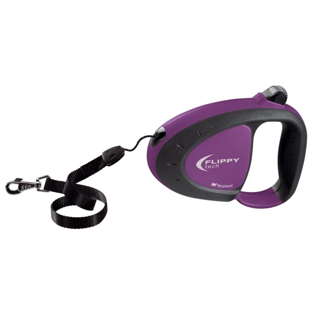 Поводок-рулетка для собак до 12 кг Ferplast Flippy Tech Cord S Purple зі шнуром, 3 м