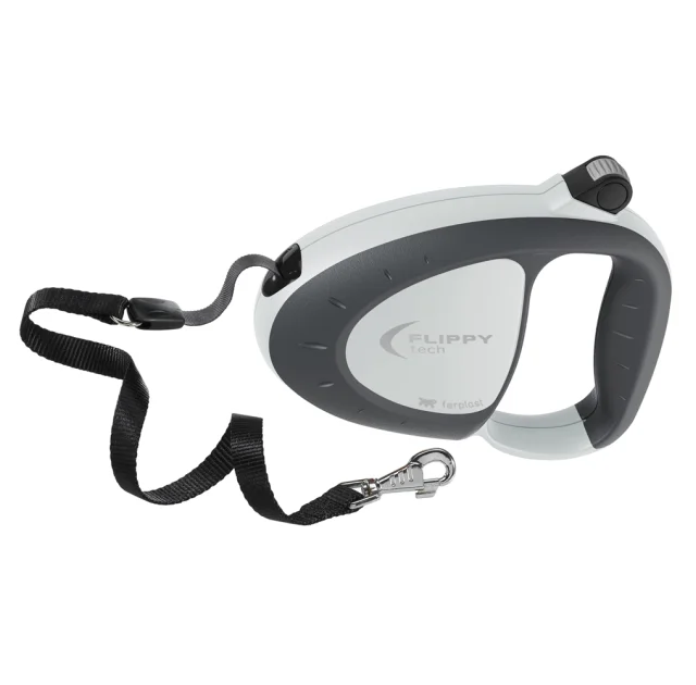 Поводок-рулетка для собак до 50 кг Ferplast Flippy Tech Tape L Grey зі стрічкою, сірий, 5 м