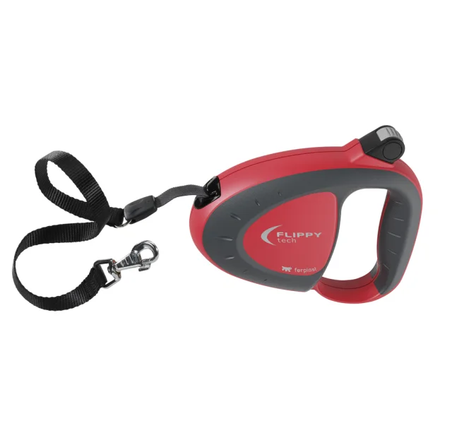 Поводок-рулетка для собак до 50 кг Ferplast Flippy Tech Tape L Red зі стрічкою, червоний, 5 м