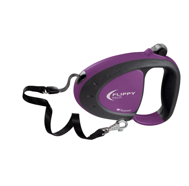 Поводок-рулетка для собак до 50 кг зі стрічкою Ferplast Flippy Tech Tape L Purple, фіолетовий, 5 м