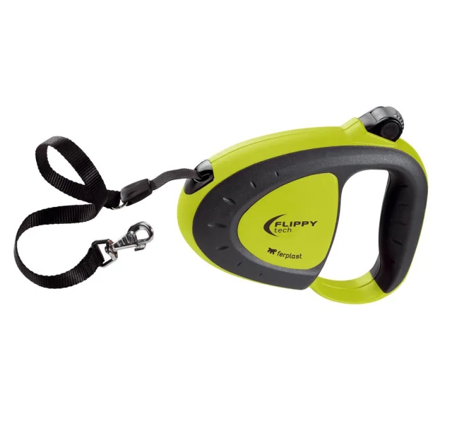 Поводок-рулетка для собак до 25 кг зі стрічкою Ferplast Flippy Tech Tape M Green, зелений, 3 м