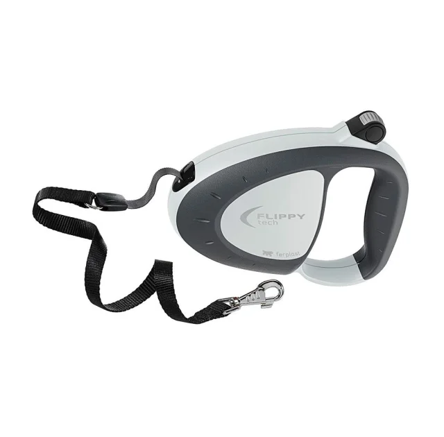 Поводок-рулетка для собак до 12 кг зі стрічкою Ferplast Flippy Tech Tape Grey, сіра, 3 м