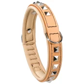 Шкіряний нашийник з металевими аплікаціями Giotto Luxor Biege C25 / 44 для собак, A: 40 ÷ 44 см - B: 25 мм