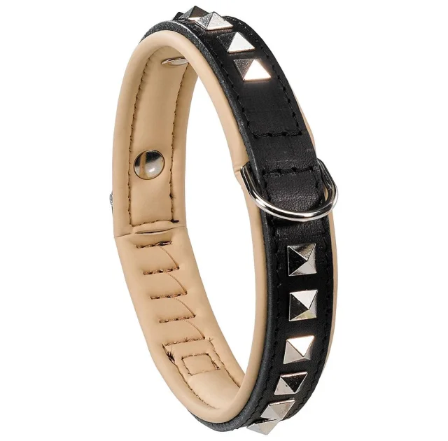Шкіряний нашийник з металевими аплікаціями Giotto Luxor Black C25 / 44 для собак, A: 40 ÷ 44 см - B: 25 мм