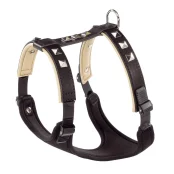 Шкіряна шлейки з металевими аплікаціями, чорна Giotto Luxor P Medium Harness для собак