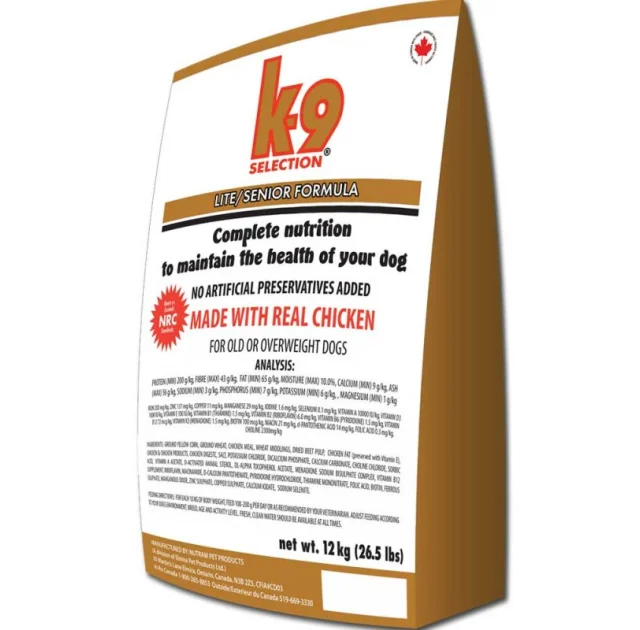 Сухой корм K9 Selection Lite/Senior Formula для пожилых и малоактивных собак, 12 кг