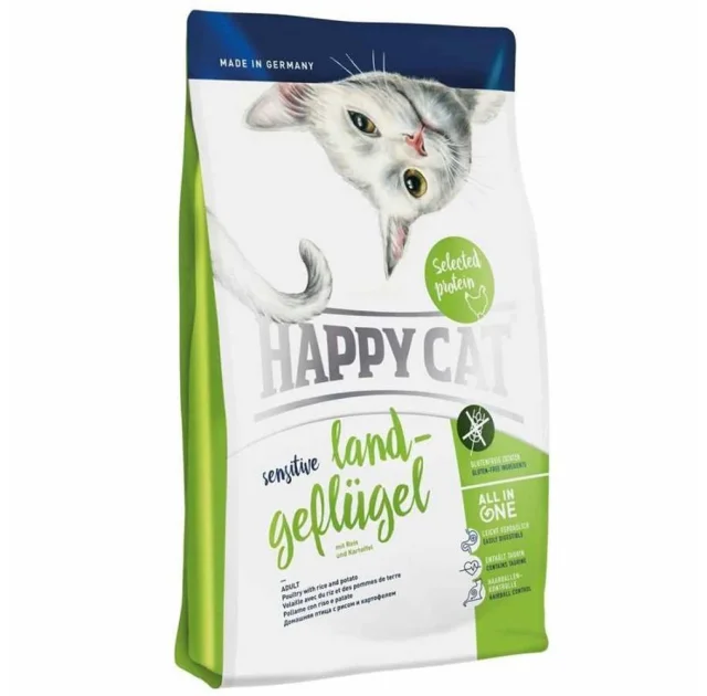 Сухой корм Happy Cat Sensitive Land-Geflugel для кошек с чувствительным пищеварением, с птицей, 300 г