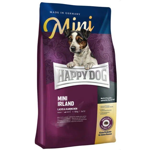 Сухий корм Happy Dog Mini Irland для дорослих собак дрібних порід з проблемами шкіри і шерсті, з лососем, 1 кг