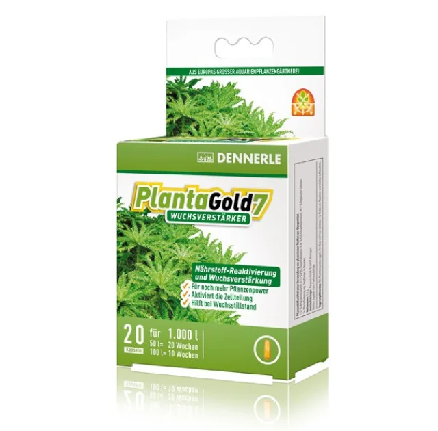 Стимулятор росту Dennerle PlantaGold 7 для всіх акваріумних рослин в капсулах, 20 шт.