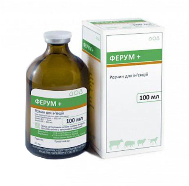 Розчин для ін'єкцій BioTestLab Ферум Плюс при залізодефіцитної анемії для МРС, собак, 100 мл