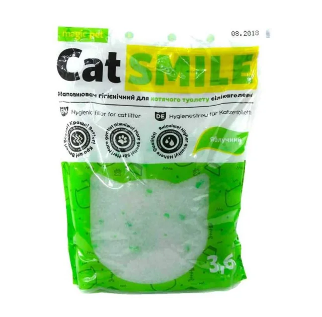 Силікагелевий наповнювач Magic Pet Cat Smile для котячих туалетів, з ароматом яблука 3, 6 л (1,8 кг)