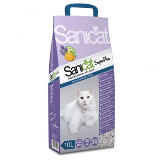 Грудкує наповнювач Sanicat SuperPlus для котячих туалетів з ароматом апельсина і лаванди, 10 л (6,9 кг)
