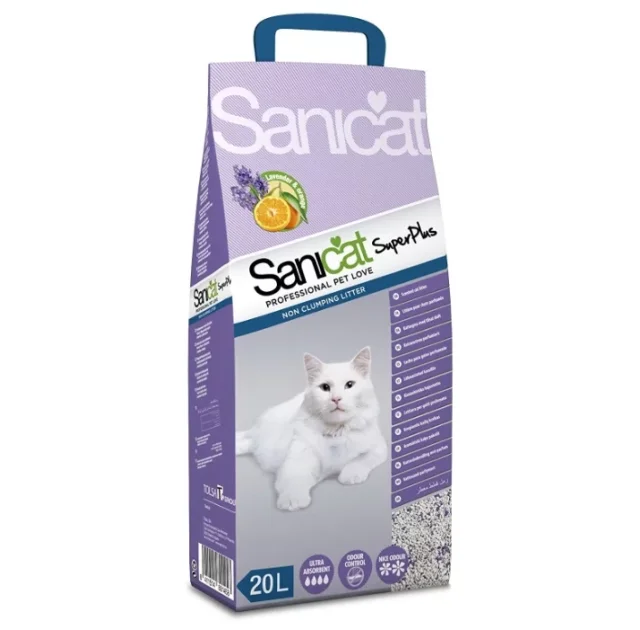 Вбираючий наповнювач Sanicat SuperPlus для котячих туалетів з ароматом апельсина і лаванди, 20 л (12,5 кг)
