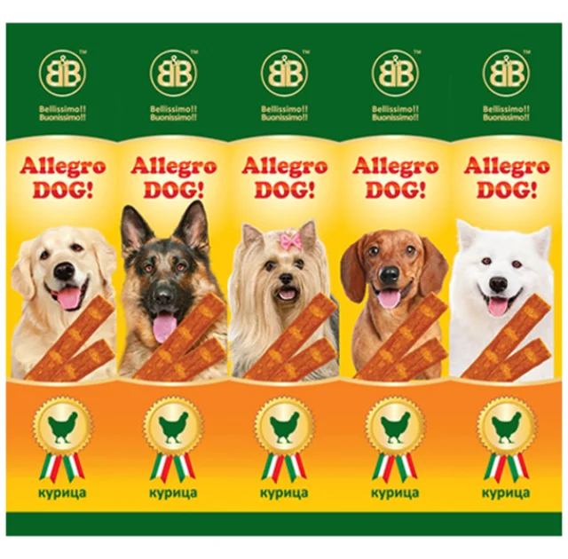 Колбаски B&B Allegro Dog для собак, со вкусом курицы, 5×10 г