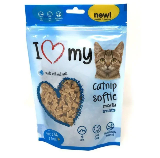 Смачні м'ясні ласощі I Love My Cat для котів з котячою м'ятою, 250 г