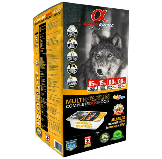 Напіввологий корм Alpha Spirit Semi-moist MultiProtein для дорослих собак всіх порід, 1,5 кг x 7