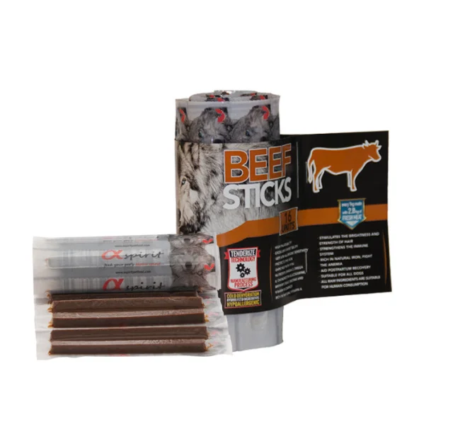 Напіввологі ласощі для собак Alpha Spirit DOG Sticks Beef, палички з яловичиною, 16 шт, 160 г