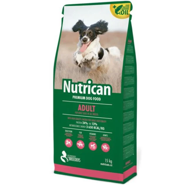 Сухой корм Nutrican Adult для взрослых собак всех пород со вкусом курицы, 15 кг