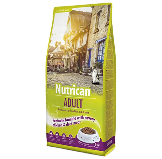 Сухой корм Nutrican Adult Cat для взрослых котов всех пород со вкусом курицы и риса, 2 кг