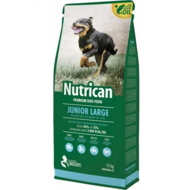Сухий корм Nutrican Junior Large для цуценят великих порід зі смаком курки, 15 кг