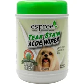 Салфетки Espree Aloe Tear Stain Wipes для эффективного очищения загрязнений под глазами для собак, 60 шт
