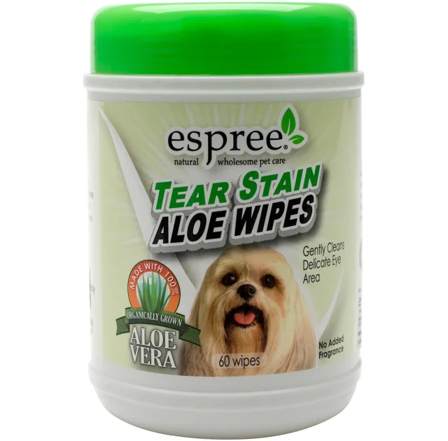 Серветки Espree Aloe Tear Stain Wipes для ефективного очищення забруднень під очима для собак, 60 шт