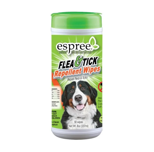 Репеллентние серветки Espree Flea & Tick Repellent Wipes для собак і кішок віком від 3 міс, 50 ​​шт