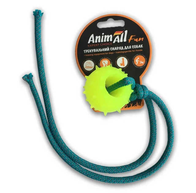 Игрушка AnimAll Fun шар с канатом, желтая, 4 см