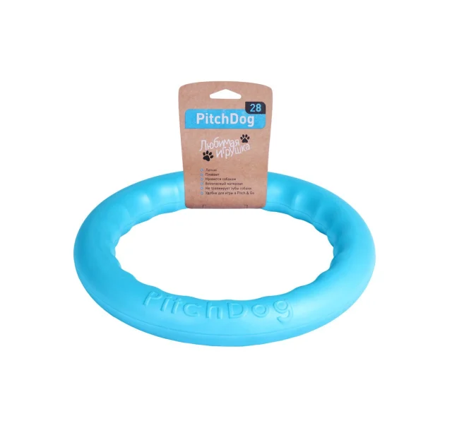 Кольцо для апортировки PitchDog, голубое, диаметр - 28 см