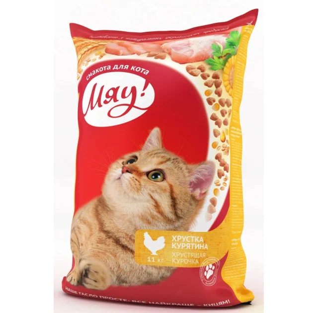 Сухой корм Мяу с курицей для котов, 11 кг