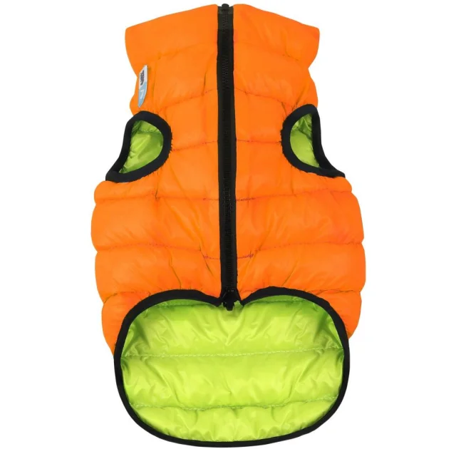 Двусторонняя светящаяся куртка AiryVest Lumi XS30 для собак, салатово-оранжевая