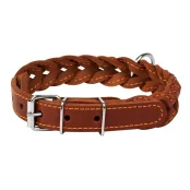 Нашийник подвійна коса для собак 20 мм, 32-40 см, коричневий