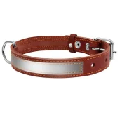Ошейник со светоотражающей лентой для собак 20 мм, 32-40 см, коричневый