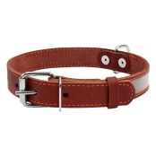 Ошейник со светоотражающей лентой для собак 25 мм, 38-50 см, коричневый