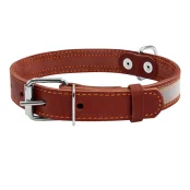 Ошейник со светоотражающей лентой для собак 35 мм, 48-63 см, коричневый