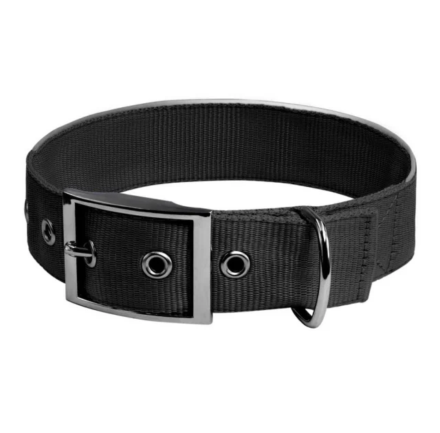 Нейлоновый ошейник двойной Dog Extreme со светоотражающей вставкой для собак 40 мм, 46-58, черный