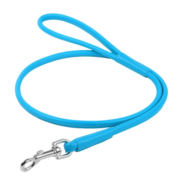 Повідець круглий Waudog Glamour для собак 4 мм, 122 см, блакитний