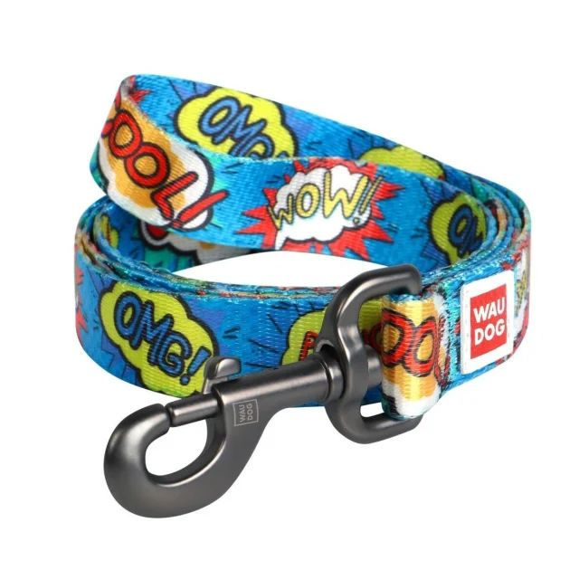 Повідець Waudog Nylon з малюнком Вау для собак 15 мм, 122 см