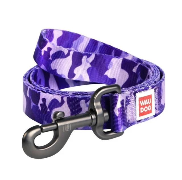 Поводок Waudog Nylon с рисунком Фиолетовый камо для собак 25 мм, 122 см