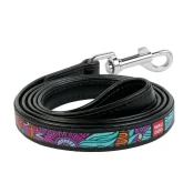 Повідець Waudog Printed з малюнком Літо для собак 18 мм, 122 см, чорний