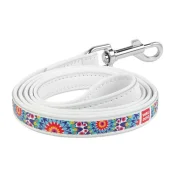 Повідець Waudog Printed з малюнком Квіти для собак 25 мм, 122 см, білий