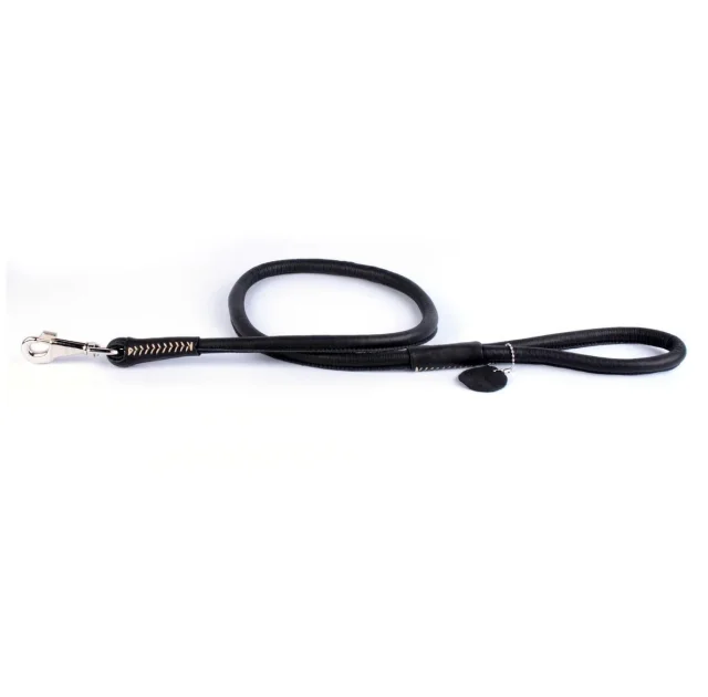 Повідець круглий Waudog Soft для собак 13 мм, 122 см, чорний