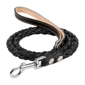 Поводок плетеный двойная коса для собак 14 мм, 122 см, серый