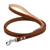 Поводок одинарный для собак, с прошивкой 12 мм, 122 см, коричневый