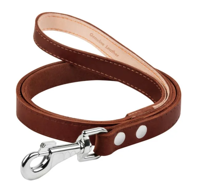 Повідець одинарний для собак, непрошитий, 16 мм, 122 см, коричневий